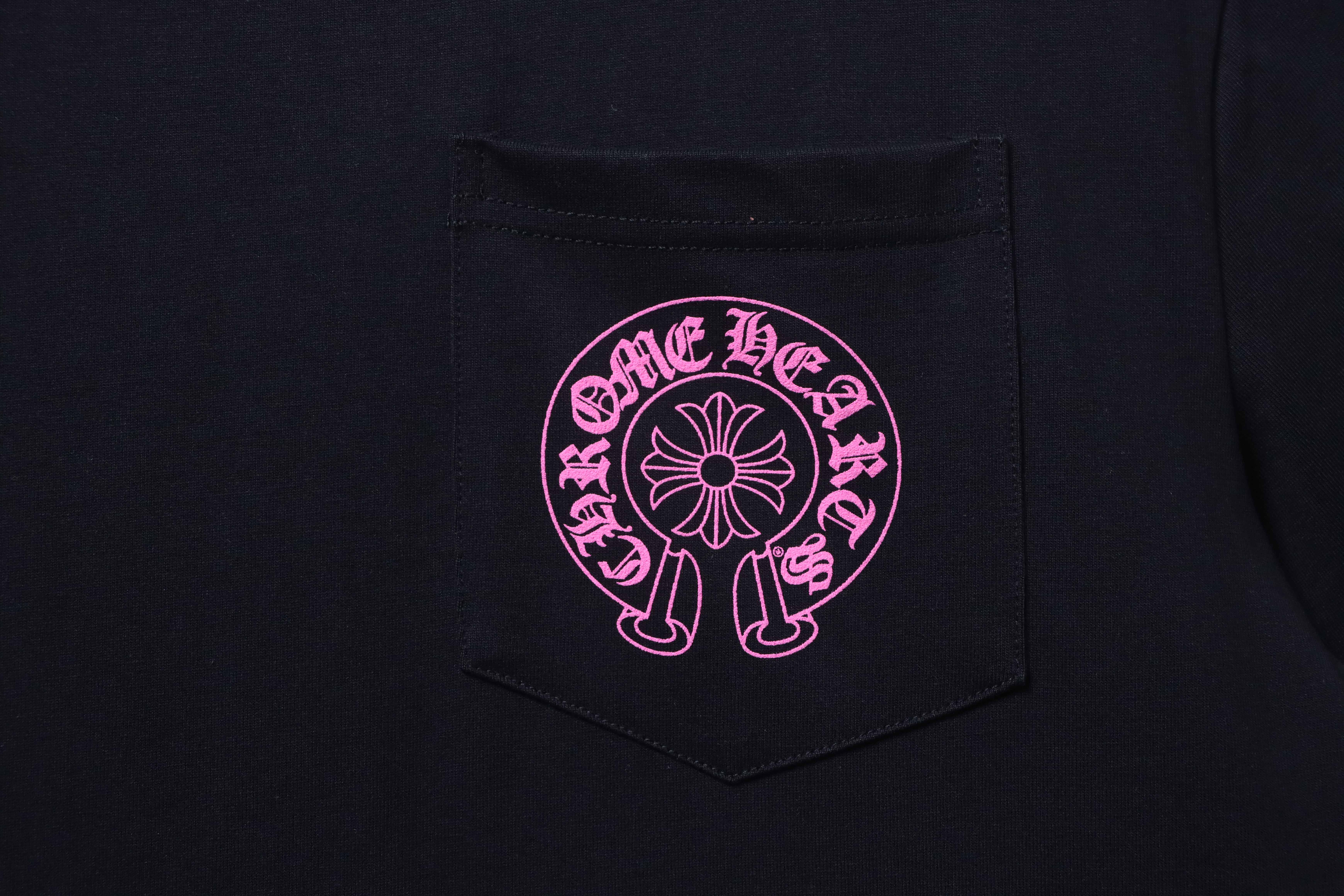 Chrome Hearts Pink Horseshoe Horseshoe Cross Print Pink CH Short Sleeve T-Shirt Style 1