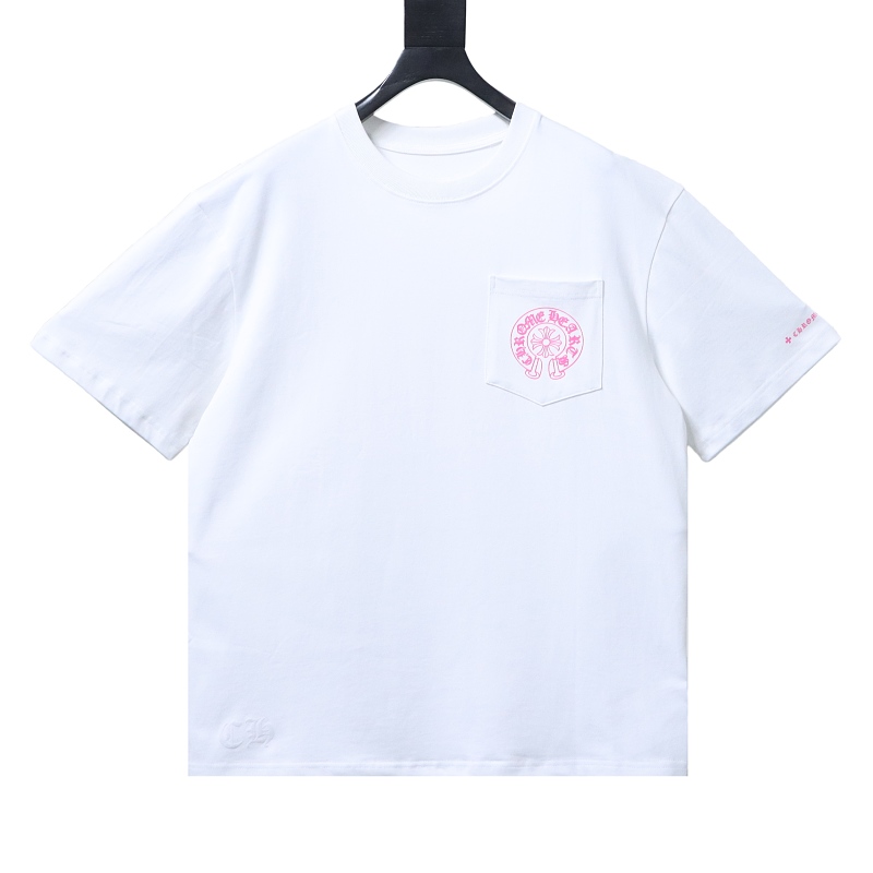 Chrome Hearts Pink Horseshoe Horseshoe Cross Print Pink CH Short Sleeve T-Shirt Style 2