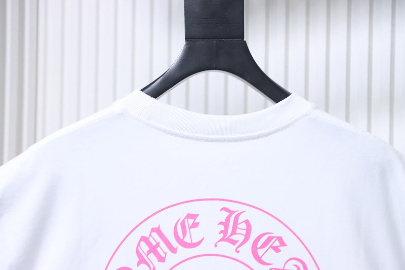 Chrome Hearts Pink Horseshoe Horseshoe Cross Print Pink CH Short Sleeve T-Shirt Style 2