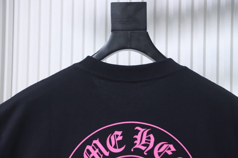 Chrome Hearts Pink Horseshoe Horseshoe Cross Print Pink CH Short Sleeve T-Shirt Style 3