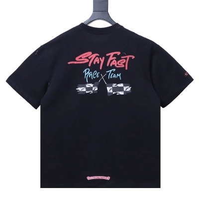 Chrome Hearts Pink Letter Graffiti Print CH Short Sleeve T-Shirt Style 1 01