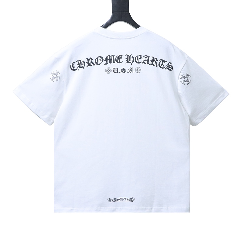 Chrome Hearts Sanskrit 3D Sanskrit Back Print CH Short Sleeve T-Shirt Style 1