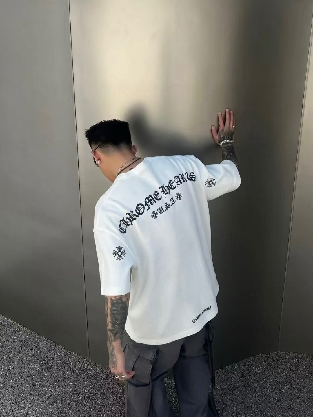 Chrome Hearts Sanskrit 3D Sanskrit Back Print CH Short Sleeve T-Shirt Style 1