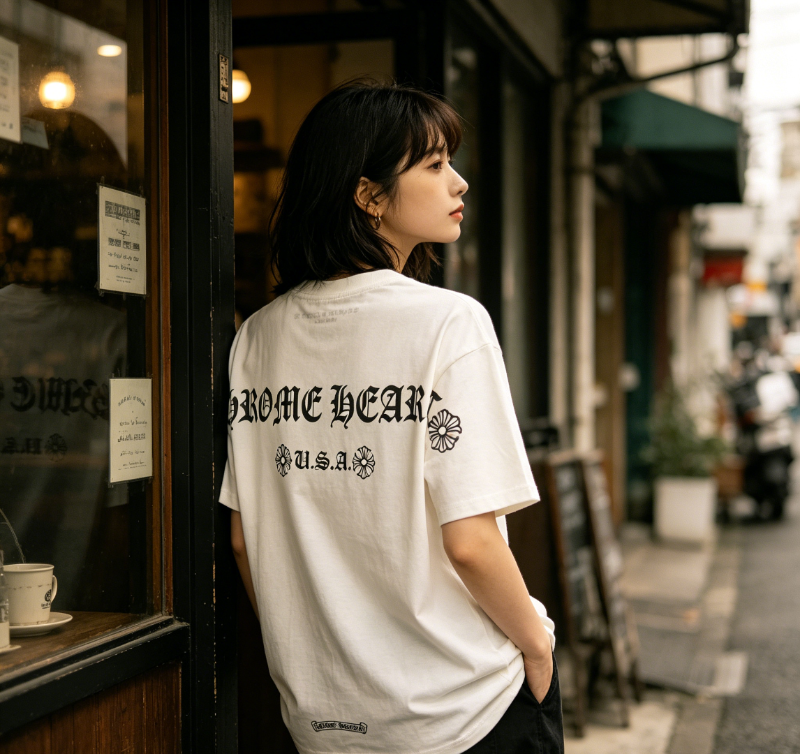 Chrome Hearts Sanskrit Back Short Sleeve T-Shirt Style 1
