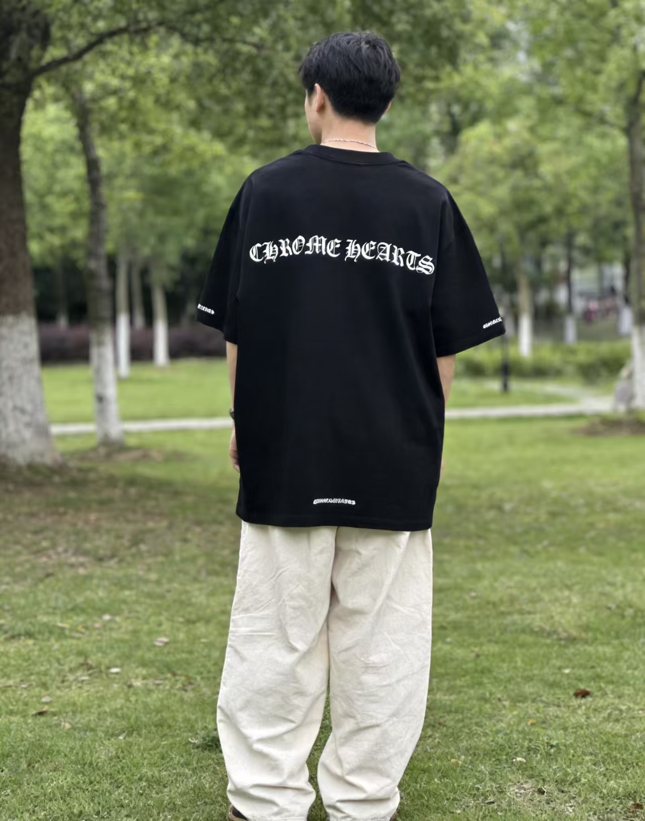 Chrome Hearts Sanskrit Letter Sanskrit Print Short Sleeve T-Shirt Style 2