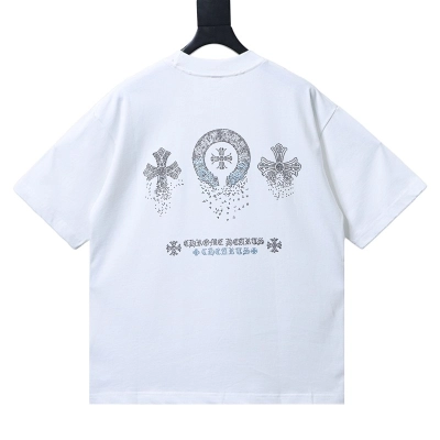 Chrome Hearts Sanskrit Rhinestone Short Sleeve T-Shirt Style 1 01