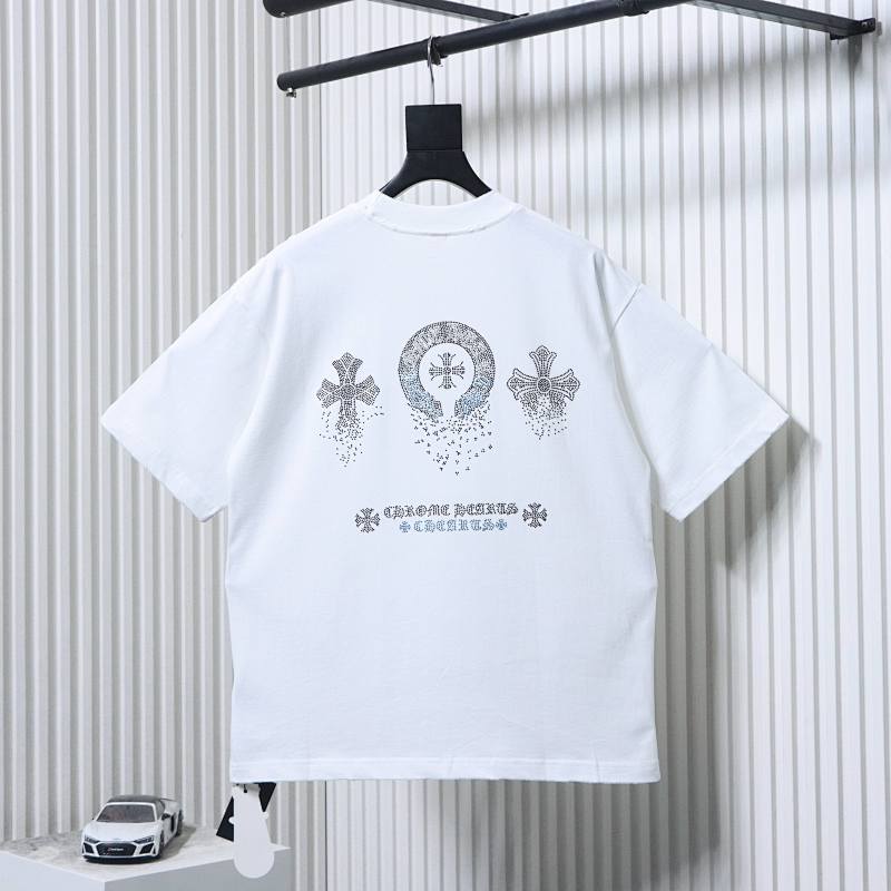 Chrome Hearts Sanskrit Rhinestone Short Sleeve T-Shirt Style 1