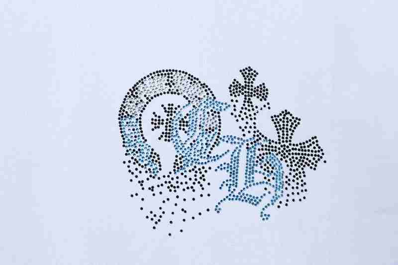 Chrome Hearts Sanskrit Rhinestone Short Sleeve T-Shirt Style 1