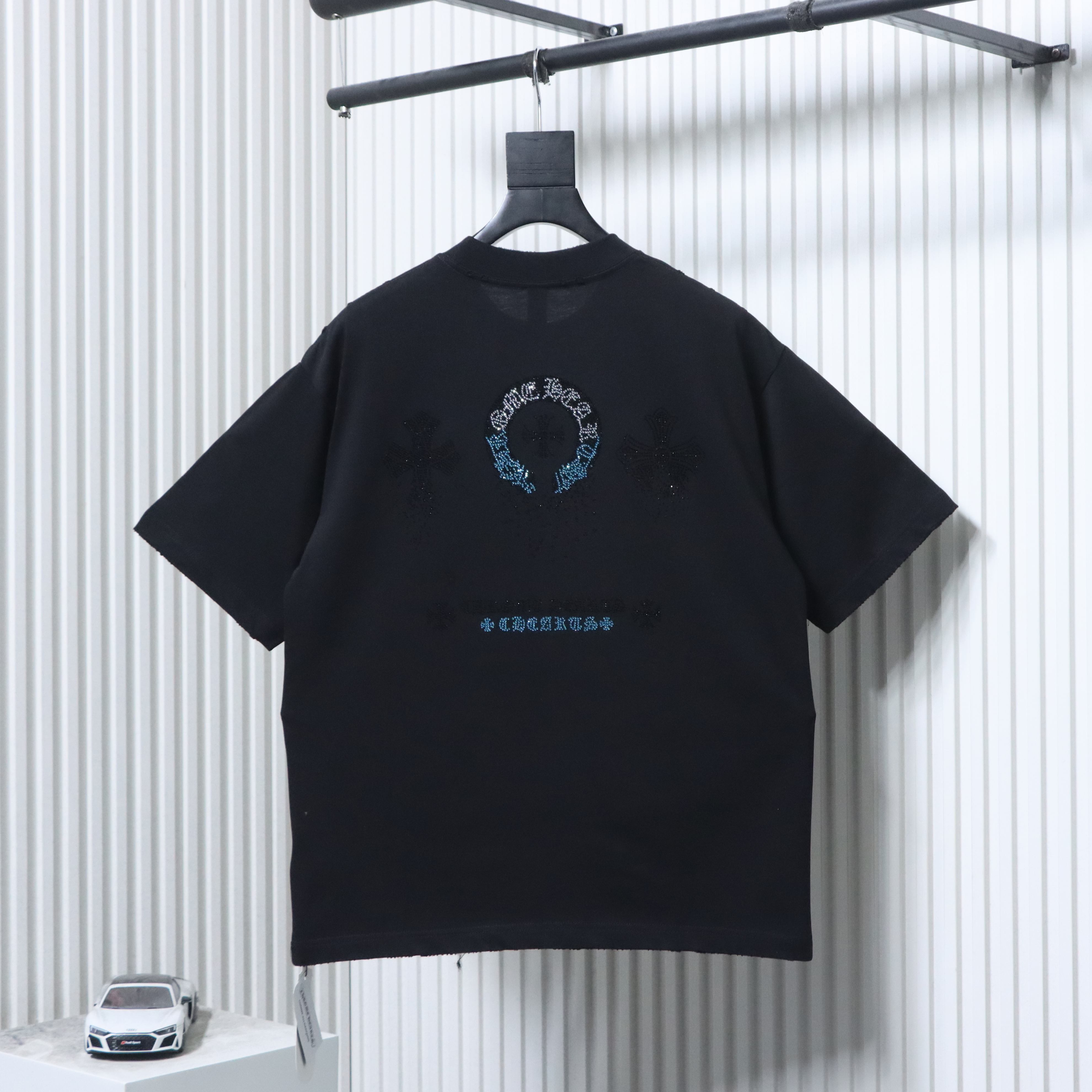 Chrome Hearts Sanskrit Rhinestone Short Sleeve T-Shirt Style 2
