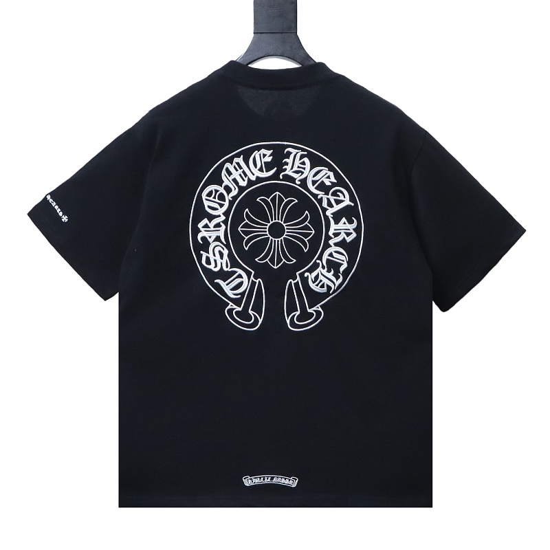 Chrome Hearts Scroll Embroidered Short Sleeve T-Shirt Style 1