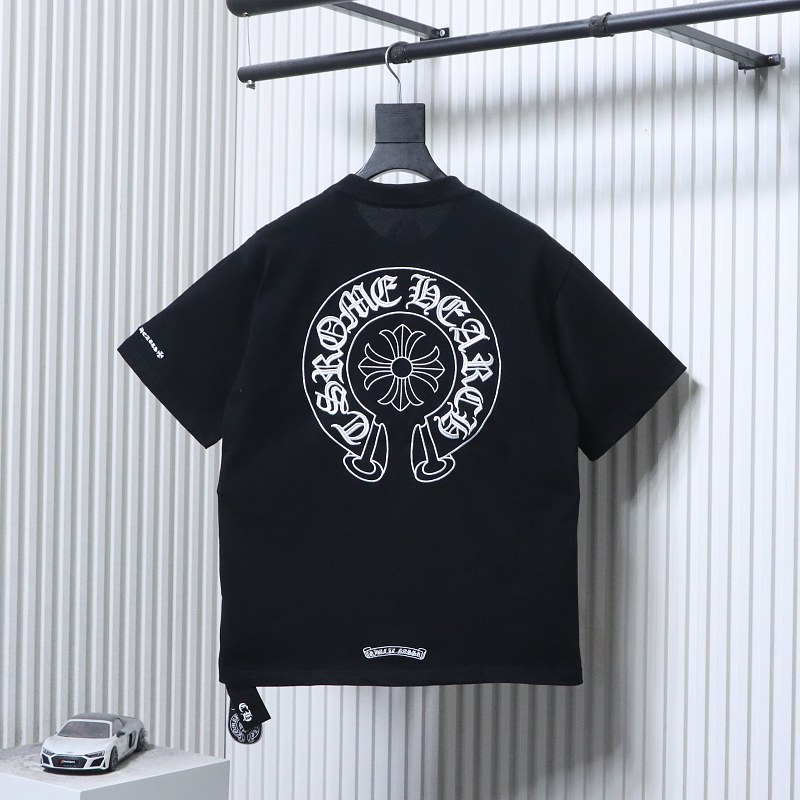 Chrome Hearts Scroll Embroidered Short Sleeve T-Shirt Style 1