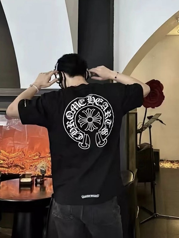 Chrome Hearts Scroll Embroidered Short Sleeve T-Shirt Style 1