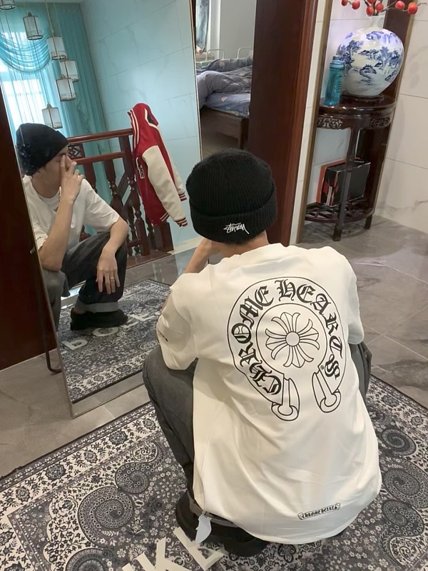Chrome Hearts Scroll Embroidered Short Sleeve T-Shirt Style 2