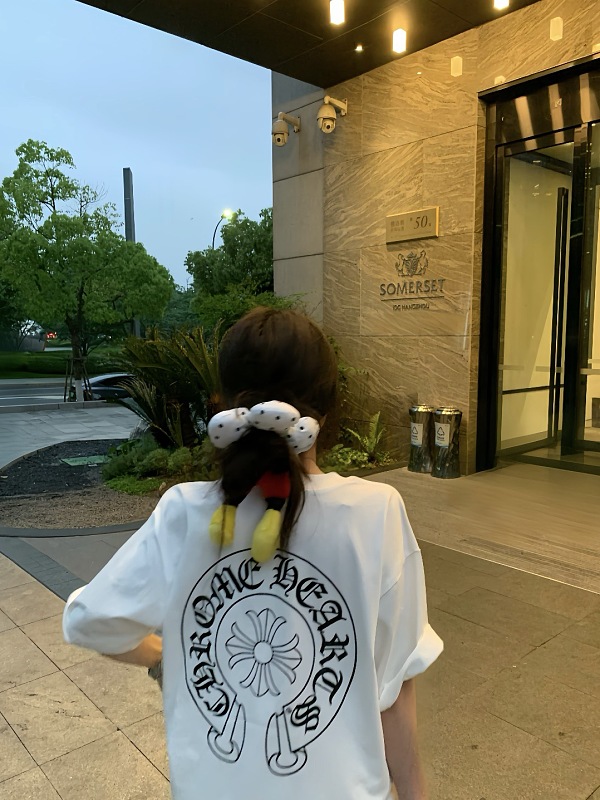 Chrome Hearts Scroll Embroidered Short Sleeve T-Shirt Style 2