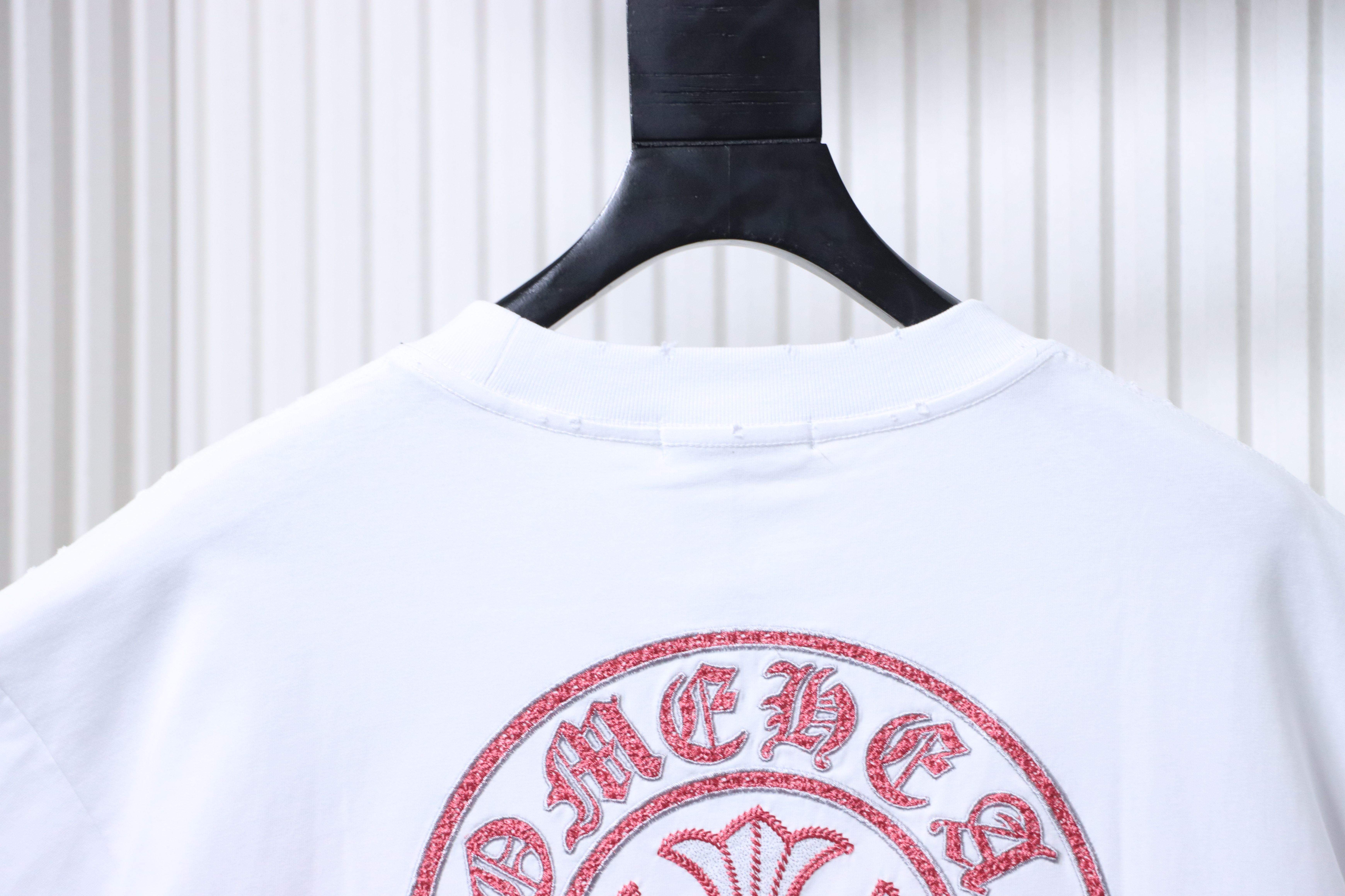 Chrome Hearts Scroll Sanskrit Heavy Craft Embroidered Short Sleeve T-Shirt Style 1