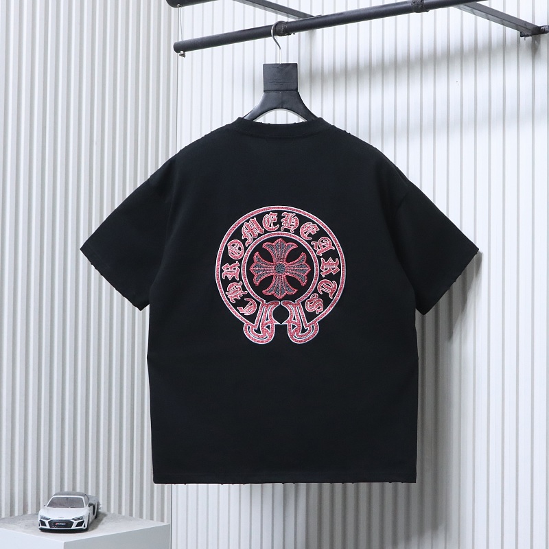 Chrome Hearts Scroll Sanskrit Heavy Craft Embroidered Short Sleeve T-Shirt Style 2