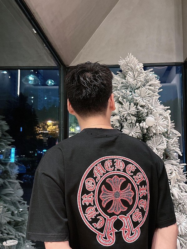 Chrome Hearts Scroll Sanskrit Heavy Craft Embroidered Short Sleeve T-Shirt Style 2
