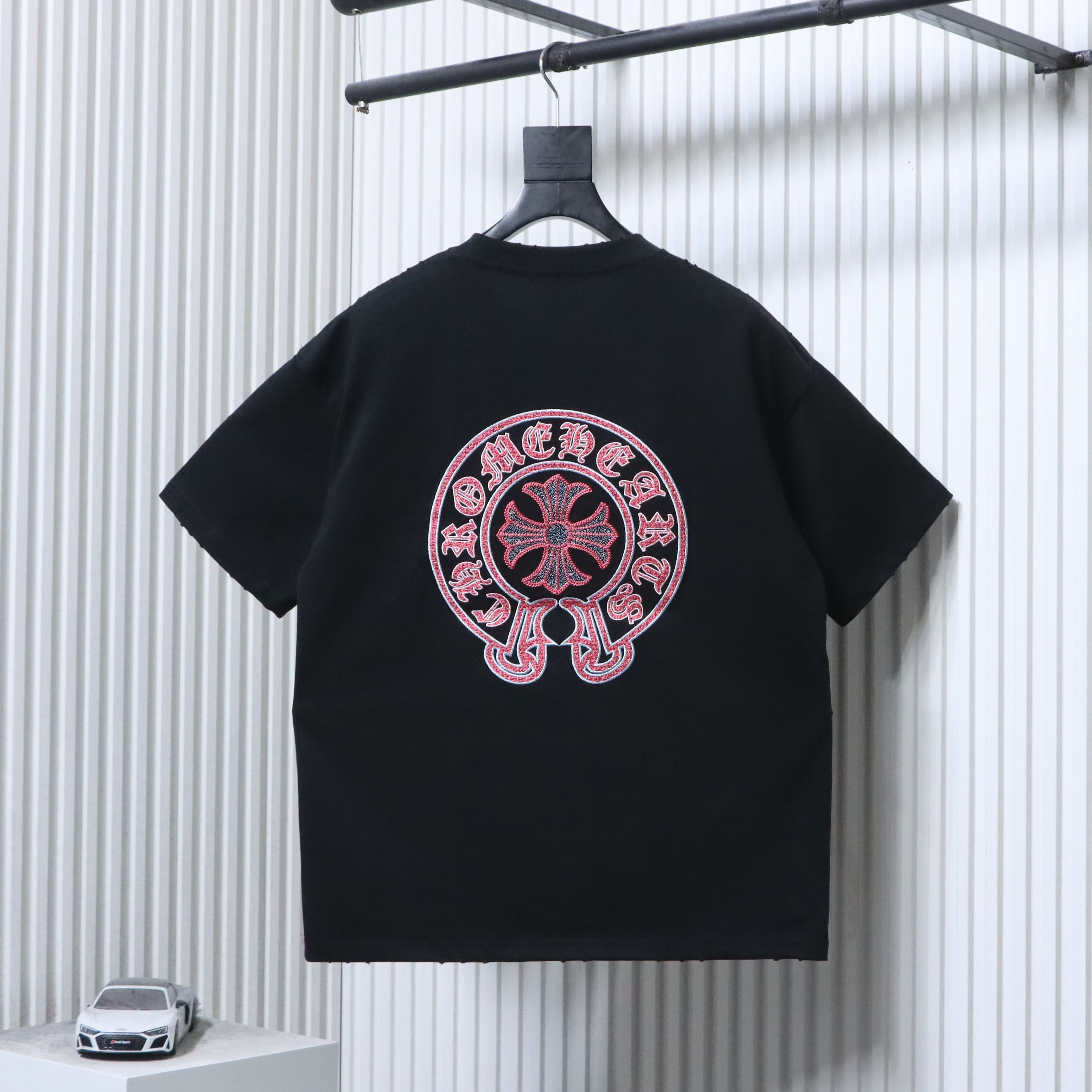 Chrome Hearts Scroll Sanskrit Heavy Craft Embroidered Short Sleeve T-Shirt Style 2