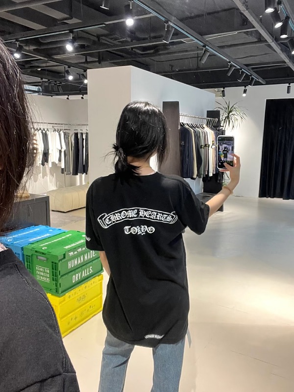 Chrome Hearts Scroll Sanskrit Print CH Short Sleeve T-Shirt Style 2