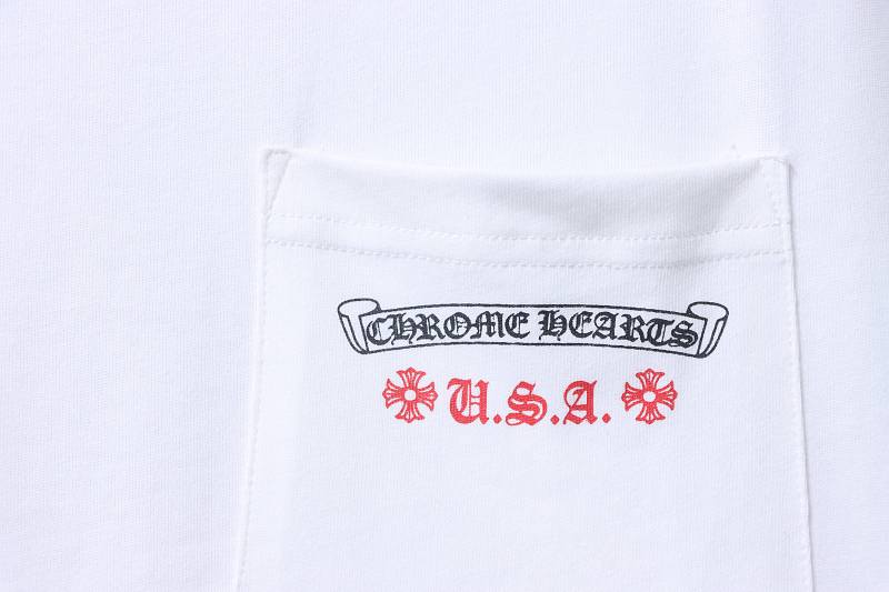 Chrome Hearts Vertical Flag Print CH Short Sleeve T-Shirt Style 1