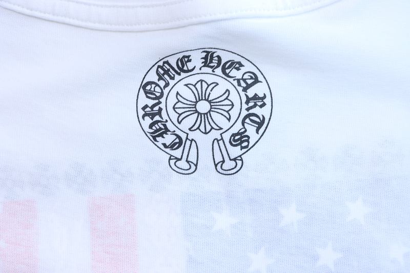Chrome Hearts Vertical Flag Print CH Short Sleeve T-Shirt Style 1