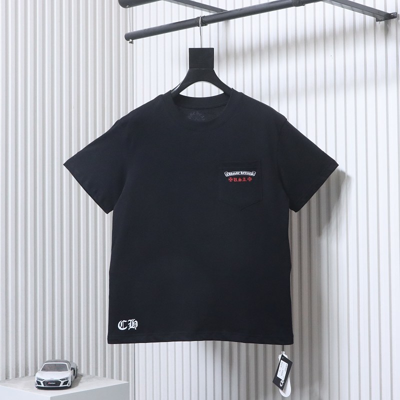Chrome Hearts Vertical Flag Print CH Short Sleeve T-Shirt Style 2