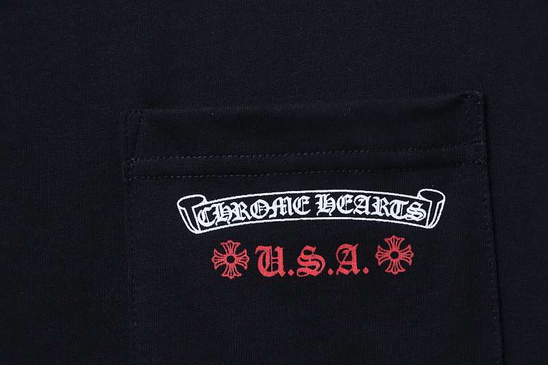 Chrome Hearts Vertical Flag Print CH Short Sleeve T-Shirt Style 2