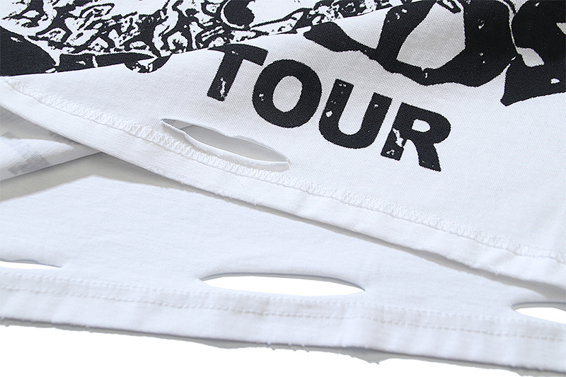 Hellstar American Streetwear Cotton Loose Fit Cut-Out Distressed Inside-Out Reverse Wear Short Sleeve T-Shirt
