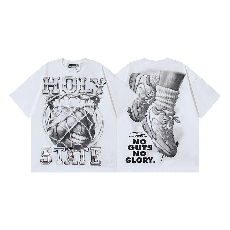 Hellstar American Streetwear High Street Cotton Loose Fit Short Sleeve T-Shirt Style 16