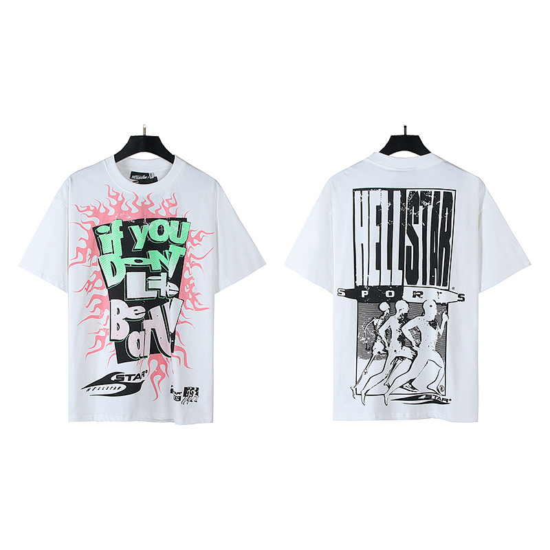 Hellstar American Streetwear High Street Cotton Loose Fit Short Sleeve T-Shirt Style 18