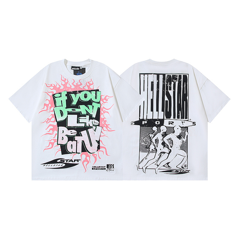 Hellstar American Streetwear High Street Cotton Loose Fit Short Sleeve T-Shirt Style 18
