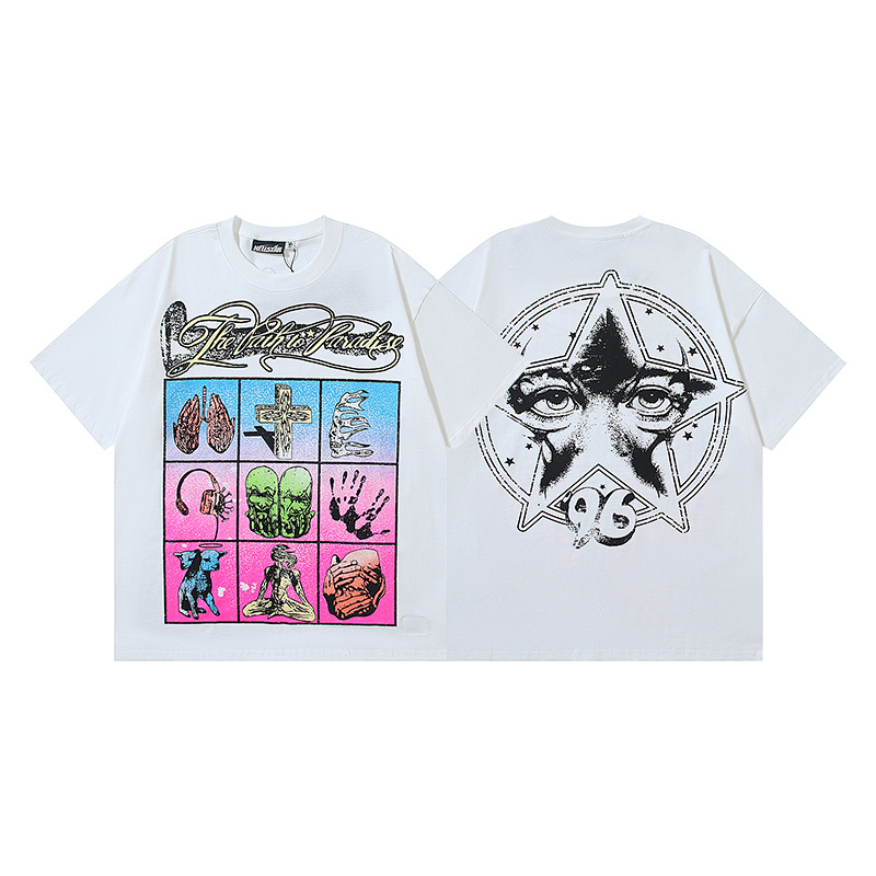 Hellstar American Streetwear High Street Cotton Loose Fit Short Sleeve T-Shirt Style 19