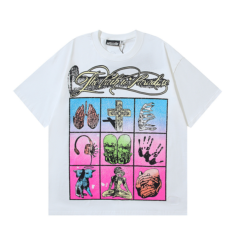 Hellstar American Streetwear High Street Cotton Loose Fit Short Sleeve T-Shirt Style 19