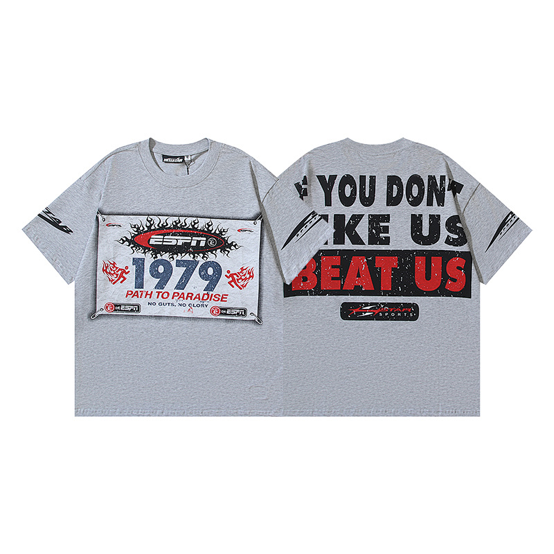 Hellstar American Streetwear High Street Cotton Loose Fit Short Sleeve T-Shirt Style 22