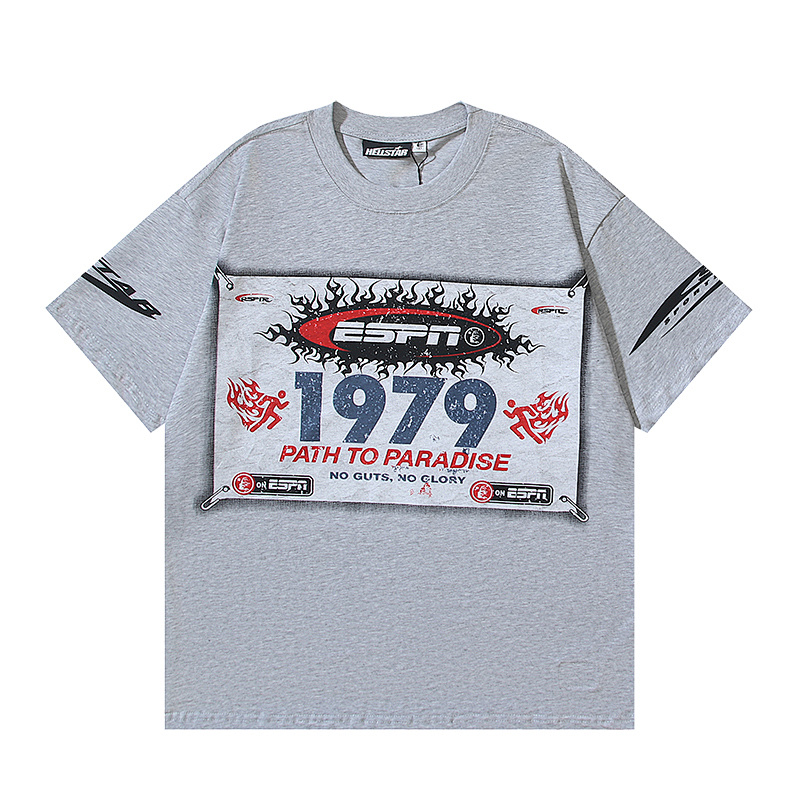 Hellstar American Streetwear High Street Cotton Loose Fit Short Sleeve T-Shirt Style 22