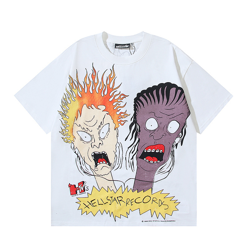 Hellstar American Streetwear High Street Cotton Loose Fit Short Sleeve T-Shirt Style 24