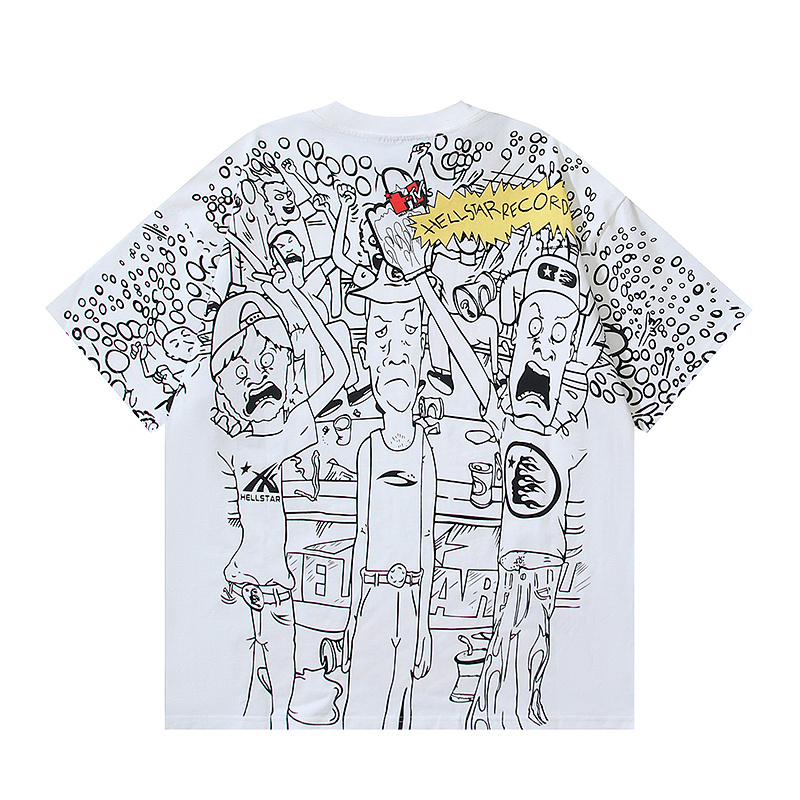 Hellstar American Streetwear High Street Cotton Loose Fit Short Sleeve T-Shirt Style 24