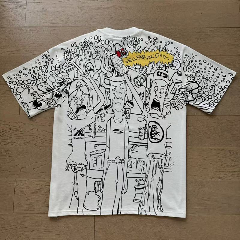 Hellstar American Streetwear High Street Cotton Loose Fit Short Sleeve T-Shirt Style 24