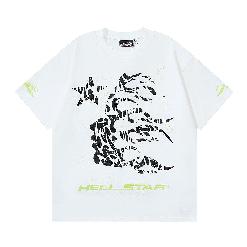 Hellstar American Streetwear High Street Loose Fit Portrait Print Short Sleeve T-Shirt