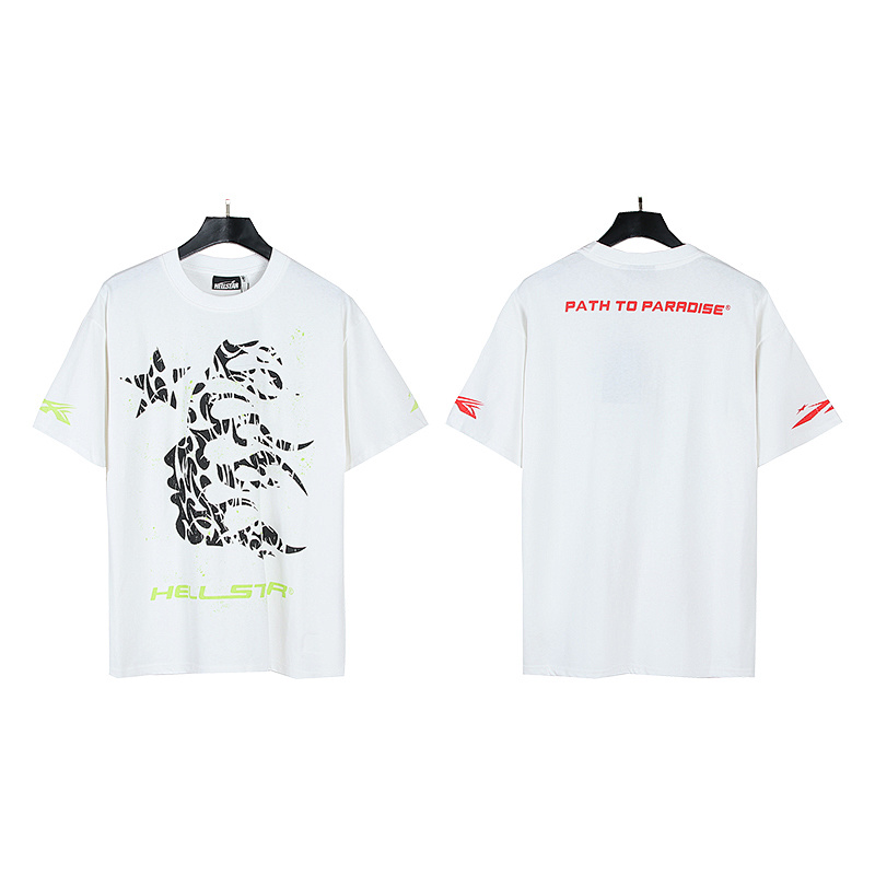 Hellstar American Streetwear High Street Loose Fit Portrait Print Short Sleeve T-Shirt