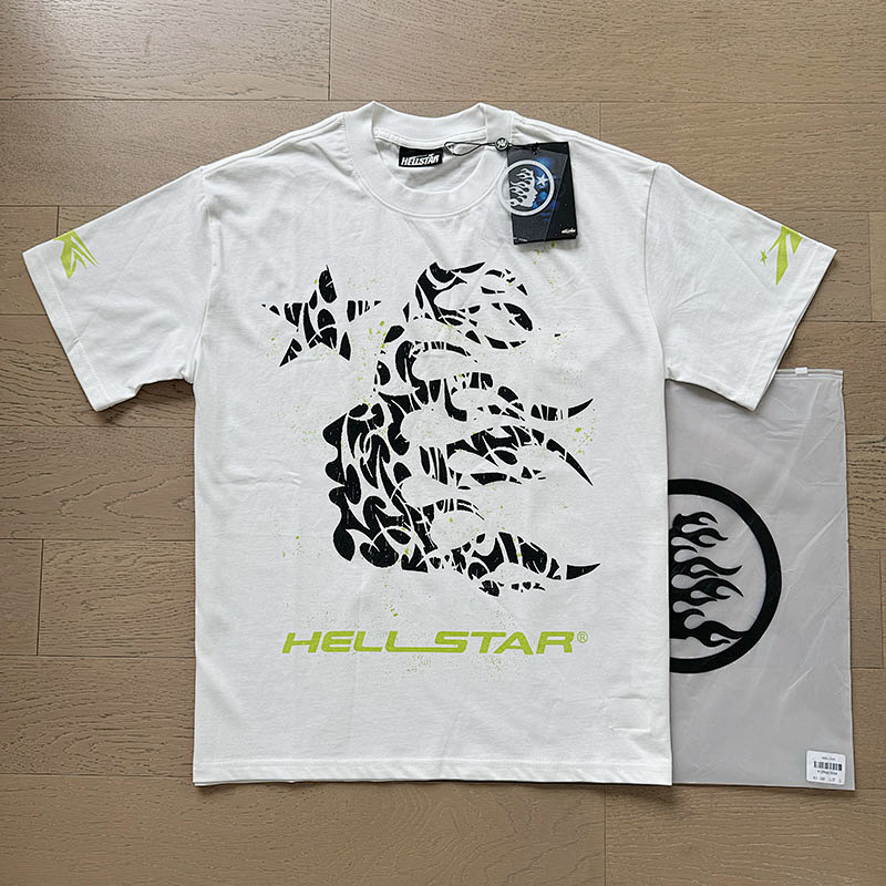 Hellstar American Streetwear High Street Loose Fit Portrait Print Short Sleeve T-Shirt