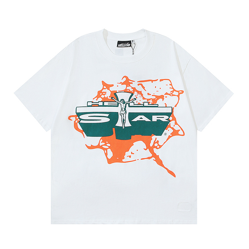 Hellstar American Streetwear High Street Loose Fit Portrait Print Short Sleeve T-Shirt Style 2