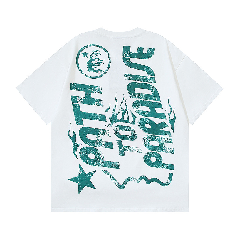 Hellstar American Streetwear High Street Loose Fit Portrait Print Short Sleeve T-Shirt Style 2