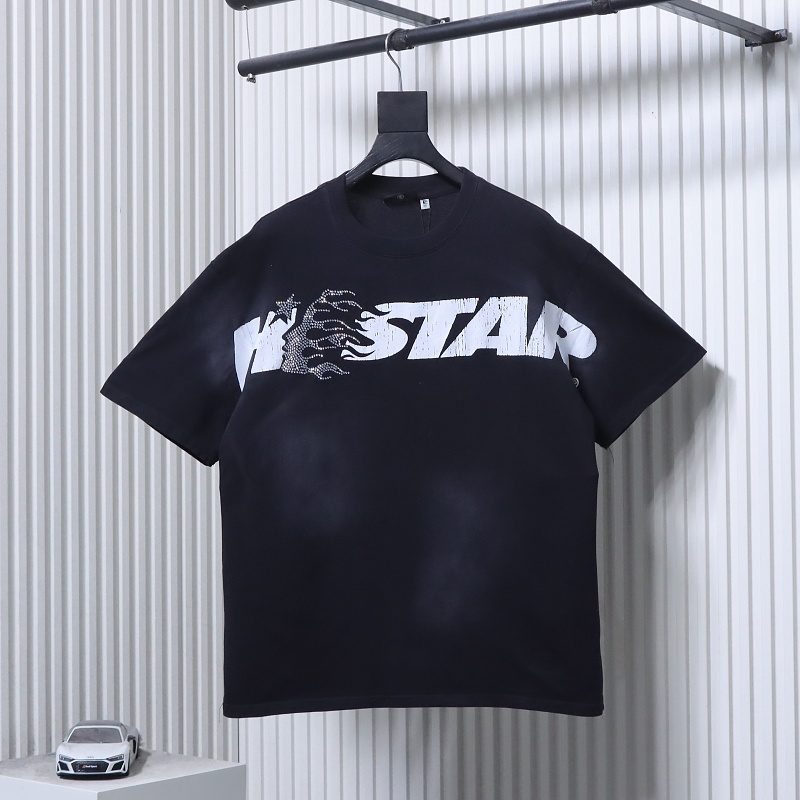 Hellstar Cracked Letter Print Short Sleeve T-Shirt