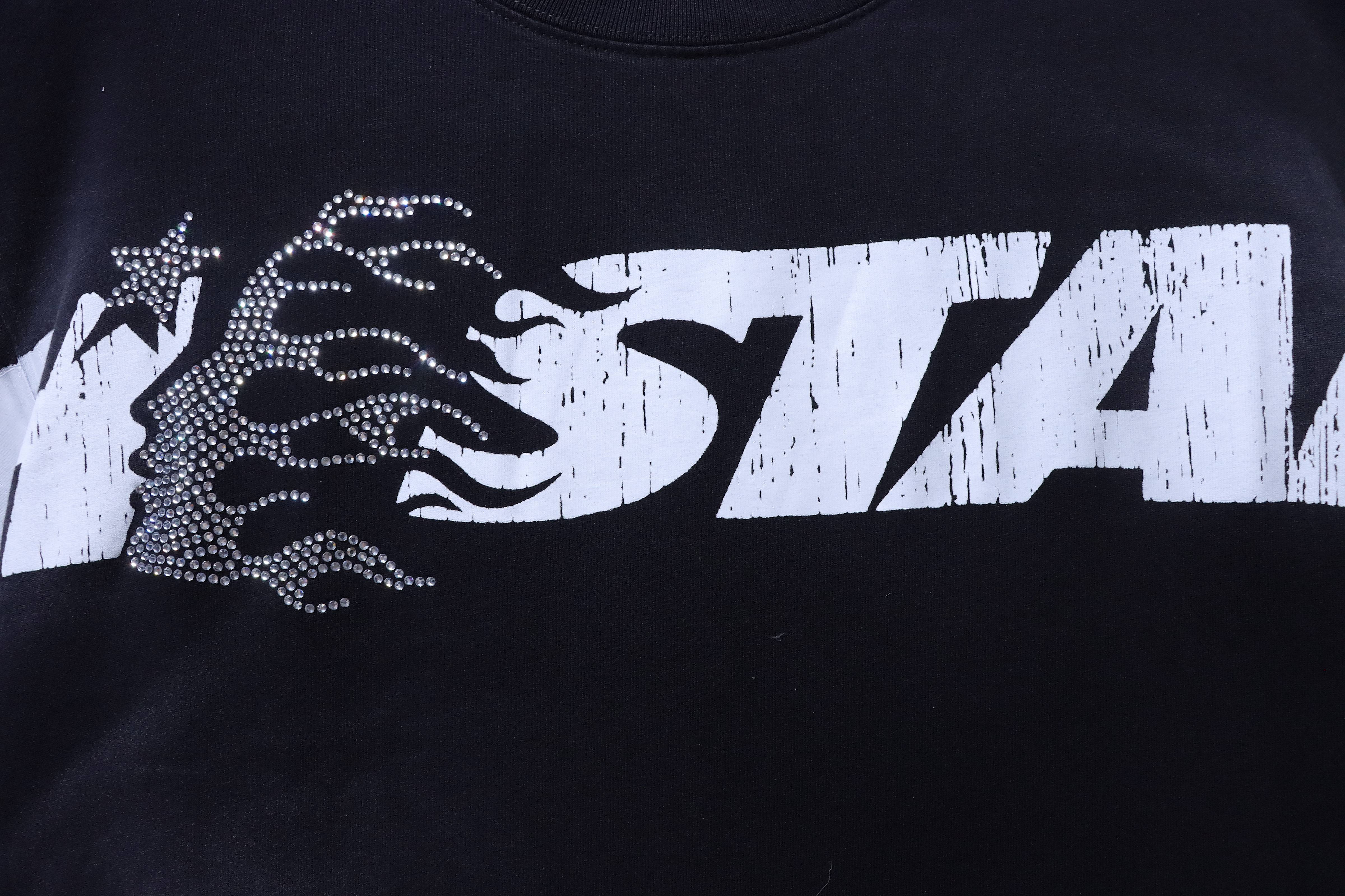 Hellstar Cracked Letter Print Short Sleeve T-Shirt