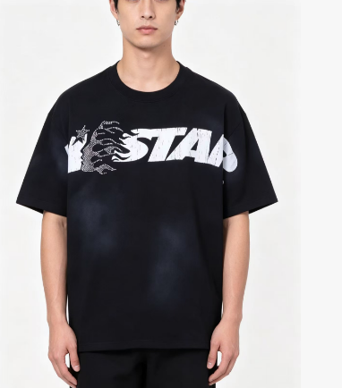 Hellstar Cracked Letter Print Short Sleeve T-Shirt