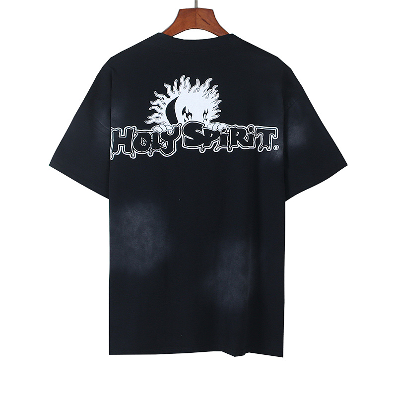 Hellstar Distressed Washed American Streetwear Print Short Sleeve T-Shirt