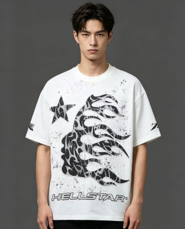 Hellstar Health Style Flame Face Short Sleeve T-Shirt