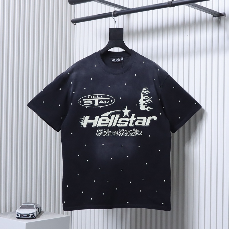 Hellstar Health Style Rhinestone Letter Short Sleeve T-Shirt