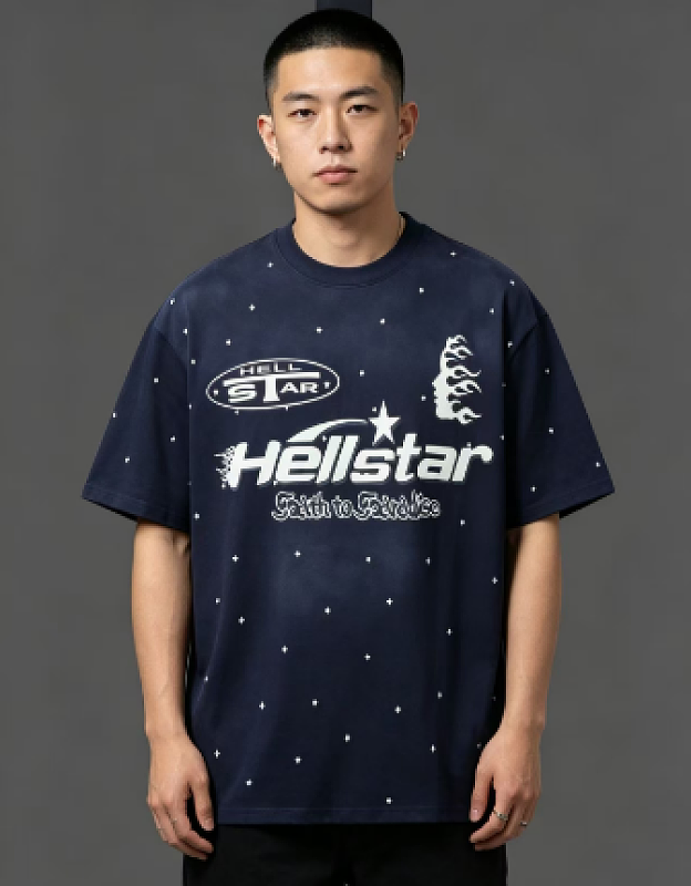 Hellstar Health Style Rhinestone Letter Short Sleeve T-Shirt